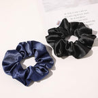 Ivyu Scrunchies, 4 Pack Silk Scrunchy for Girls Women Cute Hairties Hair Accessories Soft Ropes Ponytail Holder, White, Black, Navy, Gray