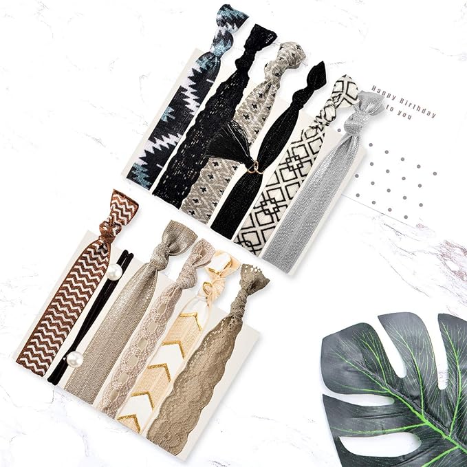 79STYLE 50pcs Elastic Hair Ties No Crease Ouchless Cute Print Ribbon Ponytail Holders Braid Soft Fabric Yoga Twist Cute Hair Ties Hair Accessories Hand Knotted Fold Over Solid Colors (50