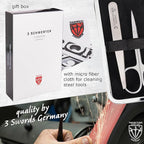 3 Swords Germany - brand quality 6 piece manicure pedicure kit set - stainless steel nail care tools - Made in Solingen Germany (500)