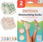 ZenToes Moisturizing Socks for Cracked Heel Treatment, Vitamin E, Olive Oil and Jojoba Oil Heel Socks, Stocking Stuffers for Women, Spa Self Care Gifts for Women (Green Gingham & Multi Plaid, Regular)