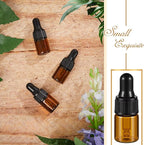 200 Pcs Mini Glass Oil Dropper Bottle Bulk, Clear Essential Small Empty Bottles Sample Containers Perfume Liquid Vials with Cap for Traveling (2 ml,Amber)