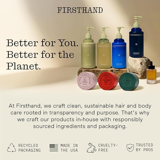 Firsthand Supply Hair Clay Pomade for Men & Women – Matte Clay Finish & Extra Strong Hold – Non-Greasy, Water-Based Organic Pomade – Easy to Restyle – Ideal for Short to Medium Hair Length – 3oz