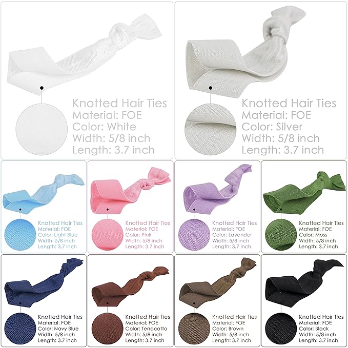 MEEDEE Rainbow Elastic Hair Ties, 100 Pack No-Crease Soft Ribbon Hair Accessories for Women, Knotted Ouchless Ponytail Holders, Yoga & Workout Styling, Versatile as Elastic Bracelets