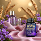Biotin with Hyaluronic Acid, Keratin, and Collagen Supplements - Hair Growth Vitamins for Women, Healthy Nails and Skin, B1, B2, B3, B6, B7 Complex, USA