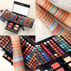 190 Colors Cosmetic Make up Piano Box Set,Combination with Eyeshadow /Facial Blusher /Eyebrow Powder /Eyeliner Pencil /Mirror,All-in-1 Makeup Gift Set (Color A)
