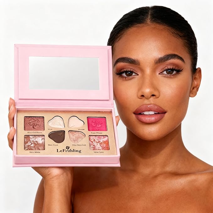 8-color High Pigmented eyeshadow Makeup palette,Long Lasting Multi Reflective glitter Shimmer Matte,Travel-Friendly,Bronzer Blush Highlighter and Eyeshadows