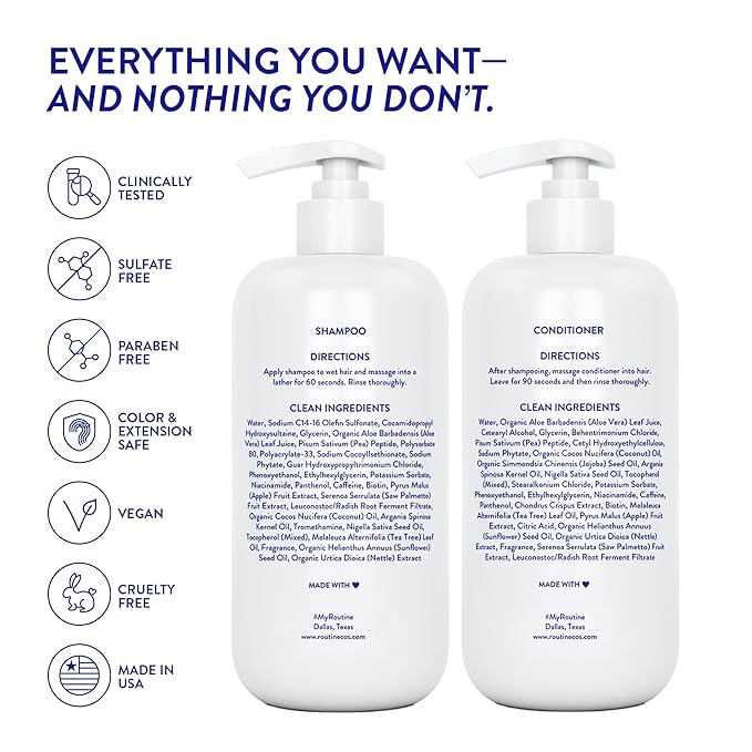 Routine Wellness Anti-Thinning Volumizing Shampoo and Conditioner Set for Thinning Hair & Hair Loss - Grow Your Confidence with Biotin & DHT Blockers - Orange Blossom & Sandalwood Set