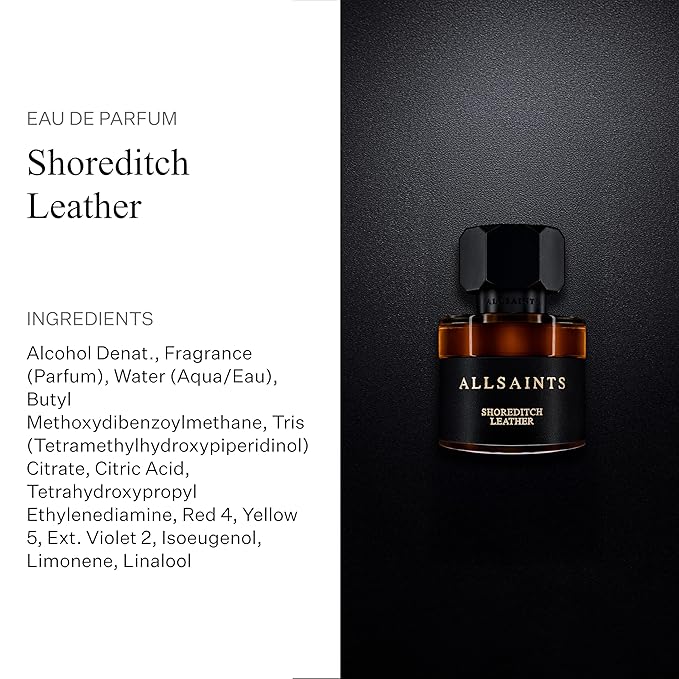 AllSaints Shoreditch Leather Eau De Parfum - Chypre Leather Wood Fragrance - Unisex Perfume with Vetiver & Amber Fragrance - Essential Oil Scent for Sensual Evening Wear - 30mL/1 fl oz