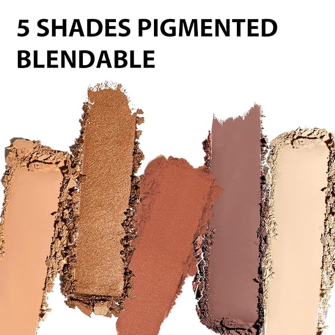 Boobeen 5-Color Eyeshadow Palette, Brown Neutral Tones with Matte Shimmer Glitter Finishes, Long-Lasting Everyday Makeup Palette，Blendable & Pigmented,Travel-Friendly