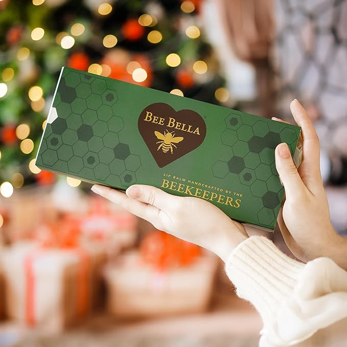 Bee Bella Lip Balm Variety 5 Pack Gift Set, Cherry, Pomegranate Mango, Vanilla Bean, Peppermint, & Lavender Vanilla, Gift, Organic Beeswax with Vitamin E, Handmade in USA