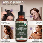 Ella & Eden Organic Rosemary Essential Oil - BIG 4 Fl Oz bottle, 100% Pure, Steam-Distilled, Hexane-Free - for Hair Growth, Skin, Aromatherapy - Glass Bottle