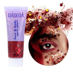 DAGEDA Body Glitter Gel, Face Glitters Body Gel Sequins Shimmer Liquid Eyeshadow, Chunky Glitter for Face Hair Nails, Holographic Cosmetic Laser Powder Festival Glitter Makeup 50ml(Red)