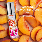 Blossom Roll on Lip Gloss, Scented Clear High Shine Moisturizing Lip Oil, Non Sticky, Infused with Real Flowers, Made in USA, 0.2oz, Juicy Peach
