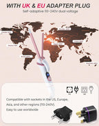 Small Barrel Mini Thin Curling Iron for Short Hair Dual Voltage with European UK Plug Adapter 3/8 Inch Travel Size Curling Iron to Tight Corkscrew Curls with 30S Fast Heating, 5 Temps for Global