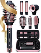 ELLA BELLA® 6 in 1 Professional Hot Air Styler Dual Voltage • Powerful Hair Dryer & Straightener Set • Styling Without Heat Damage • Fast Drying Curling Volumizing Straightening • with Travel Case