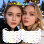 24pcs Christmas Glitter Makeup Patches-Holographic-Face Glitter, Sparkle Speckles Patches for Women, Body Temporary Tattoos,Cute Sparkling,Party Winter Festival Decorations