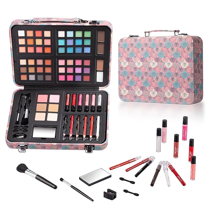 Hot Sugar Makeup Kit for Teenager Girls 10-12, All in One Beginner Makeup Kit for Women Full Kit, Teen Cosmetic Gift Set on Birthday Christmas (Peacock)