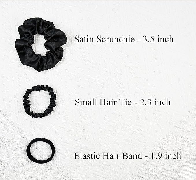 Satin Hair Scrunchies for Women - JGQUR 30 Pack Black White Pink Red Big Scrunchie for Girls Seamless Elastic Small Hair Ties Ponytail Holders Hair Accessories, Yoga, Sleep, Daily Use