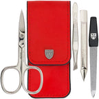 3 Swords Germany - brand quality 3 piece manicure pedicure grooming kit set for professional finger & toe nail care scissors tool genuine leather case in gift box, Made in Solingen Germany (02662)