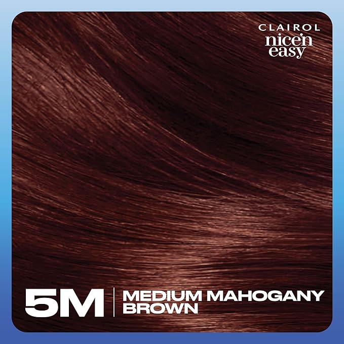 Clairol Nice'n Easy Permanent Hair Dye, 5M Medium Mahogany Brown Hair Color, Pack of 1