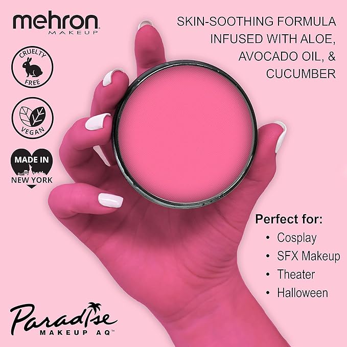 Mehron Makeup Paradise Makeup AQ Pro Size | Stage & Screen Performance, Face & Body Painting, Beauty, Cosplay, and Halloween | Water Activated Face Paint, Body Paint 1.4 oz (40 g) - Light Pink