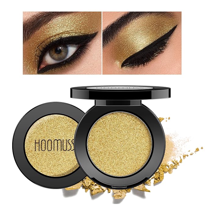 Gold Eyeshadow Single Handmade Pressed Eyeshadow Palette Long Lasting With No Creasing, Intense Color Pigmented Gold Eye Shadow-1Gold