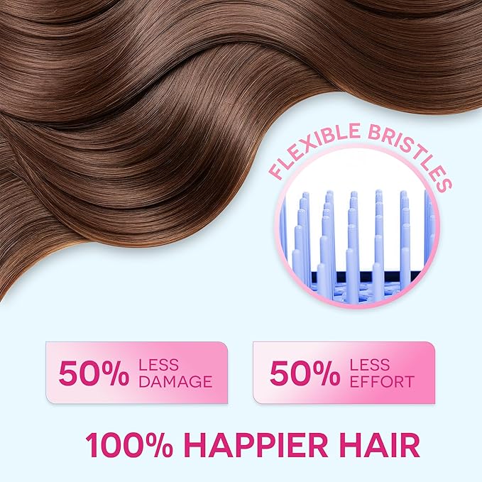 Bautero Brush Detangler Brush for Wet & Dry Hair, Pain-Free Brushing on All Hair Types, Knot Removal, Vented Hair Brush, Mizuiro Ocean