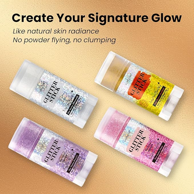 Body Glitter Stick, Purple Glitter Wax Stick for Hair and Body, Long-Lasting Sparkle - Safe & Sweatproof for Women Face/Body/Hair Glitter Makeup