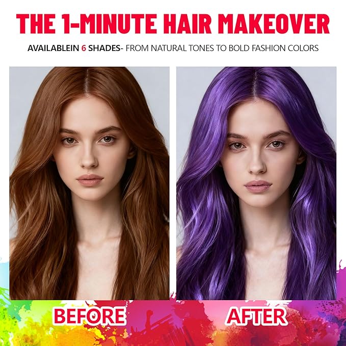 Temporary Hair Color Spray& Wax - Washable One-Time Use Hair Color for Women, Kids, Adults - For Halloween, Cosplay, Parties, Festivals - Washes Out Easily(Purple)