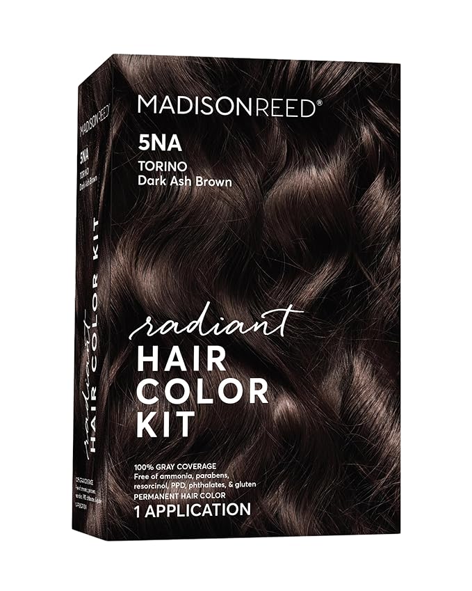 Madison Reed Radiant Hair Color Kit - 5NA Dark Ash Brown with Cool Smoky Undertones (Torino Brown), Dimensional Gray Hair Blending Permanent Hair Dye, PPD-Free & Ammonia-Free, 1 Pack