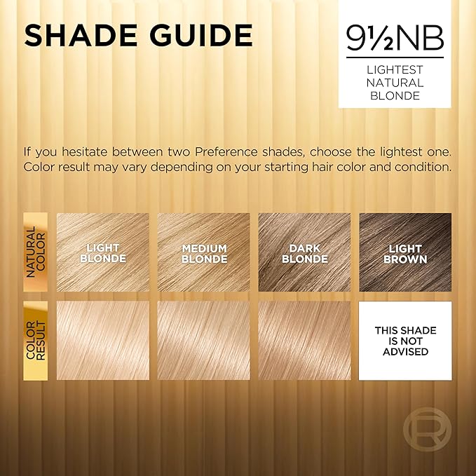 L'Oreal Paris Superior Preference Luminous Fade-Defying Permanent Hair Color, Hair Dye For Up to 9 Weeks of Radiance, Lightest Natural Blonde 9.5NB, 1 Hair Dye Kit (Pack of 3)