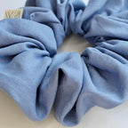 Handmade Oversized Linen Scrunchie – 100% Natural Linen in Dusty Pink, Blue, Sand or Yellow – Gentle Hold for All Hair Types – Unique, Soft, and Lightweight Hair Accessory (Bluebell)