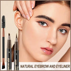 Boobeen 3pcs Waterproof Eyebrow Pen，Dual-Ended Eyeliner Microblading Eyebrow Pencil for Women，Long Lasting Hair-Like Brow Pen with Brow Brush，Dark Brown