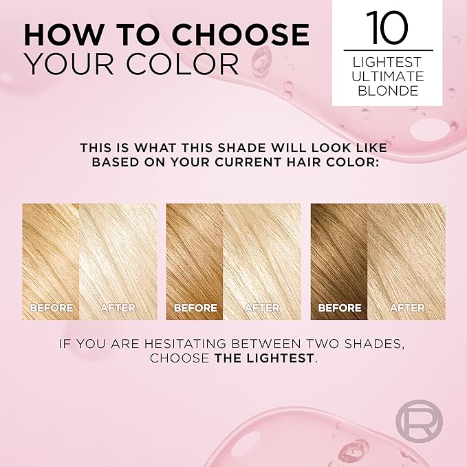 L'Oreal Paris Excellence Crème Permanent Hair Dye, Triple Care Hair Color with Pro-Keratine Complex for 100% Gray Hair Coverage, 10 Lightest Ultimate Blonde, 1 Kit