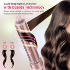 Dual Voltage Hot Air Styler Wrap - 5 in 1 Hair Dryer Brush with Fast Drying Blow Dryer, Styling, Straightening & Volumizing with Travel Bag (100V–240V) Gift for Women (Pink)