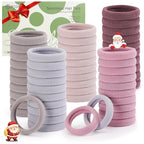 Bessrung 100 Pcs Thick Seamless Hair Ties, Ponytail Holders, Pink, No Damage for Thick Hair, Valentine's Day Christmas Gift