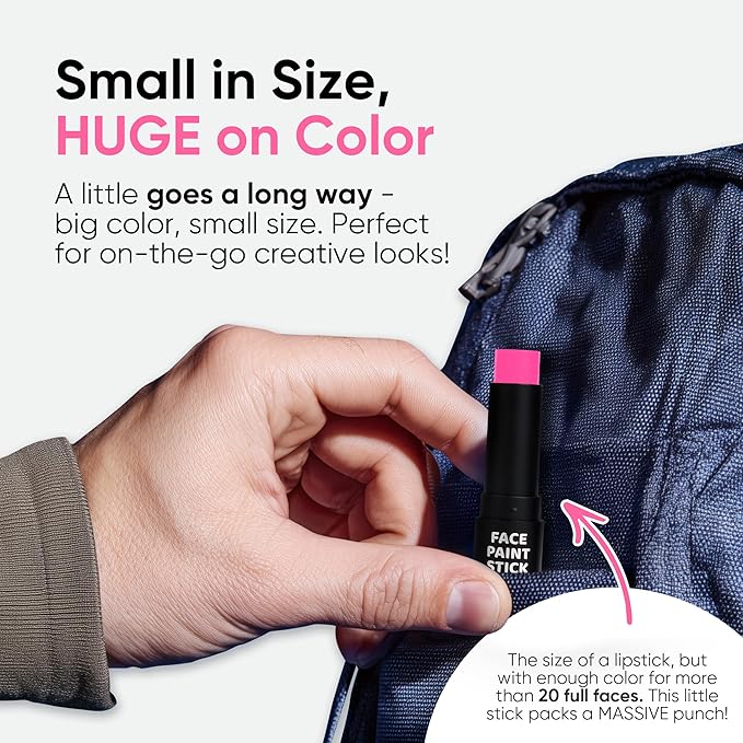 Blue Squid PRO Pink Face Paint Stick - Waterproof Body Paint For Adults & Kids Eye Black Baseball, Eyeblack Softball - Vegan Hypoallergenic Twist-Up Non-Toxic Makeup Stick - Cosplay, Sports & SFX