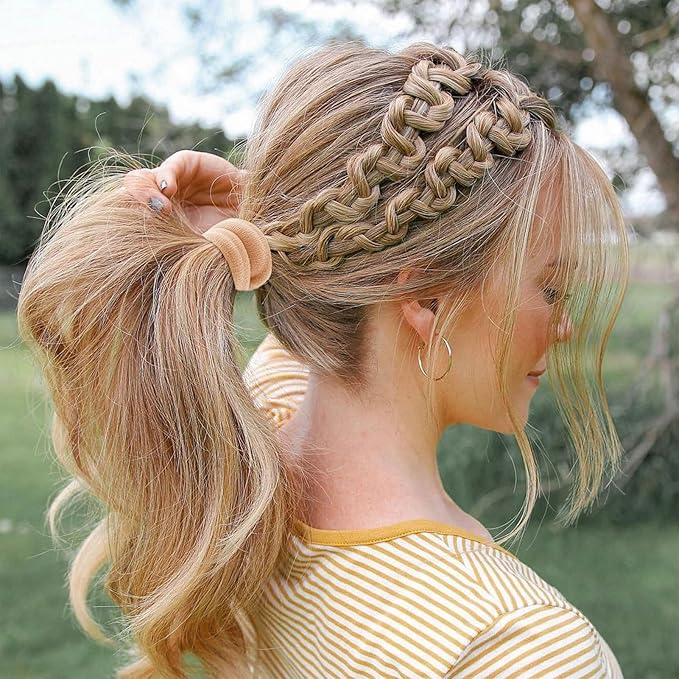 100 Pcs Thick Seamless Hair Ties, Ponytail Holders Hair Accessories No Damage for Thick Hair Christmas Gift(Candy Colors)