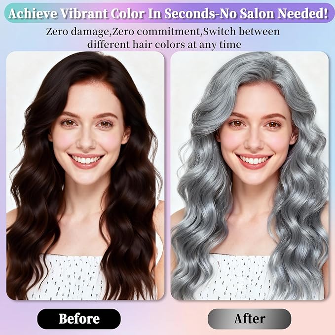 Gray hair spray,Hair spray temporary for Women Kids Men, Washable Temporary Hair Dye Spray，Spray hair color Non-Sticky，For Christmas Party, Halloween Crazy Hair Day,Cosplay Party (Gray, 4.06 oz)