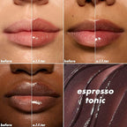 e.l.f. Glow Reviver Plumping Lip Oil, Tinted Lip Plumper For A High-Shine, Plump Finish, Infused With Jojoba Oil, Vegan & Cruelty-Free, Espresso Tonic