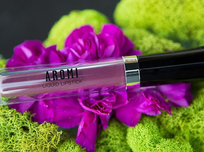 Aromi Black Cherry Matte Liquid Lipstick, Dark Plum Maroon Lip Color, Vegan and Cruelty-free, Long-Lasting Lipstick, Handmade (Black Cherry)