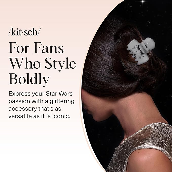 Kitsch x Star Wars Stormtrooper Glitter Medium Hair Clip for Women – Iconic Galaxy-Inspired Claw Clip | Recycled Plastic, Strong Secure Grip | Ideal Gifts for Women, Hair Accessories for Girls