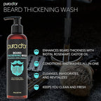 PURA D'OR 8 Oz Thickening Beard Wash - Biotin & Castor Oil Formula with Rosemary - Helps Enhance Moisture, Thickness & Shine, Helps Reduces Dryness & Breakage - For Men