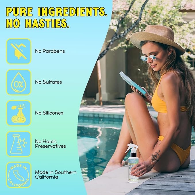 Pre-Swim Hair Protection Spray – Chlorine, Salt Water & Sauna for Swimmers - Coconut Oil, Jojoba, Aloe Vera & Vitamin E Leave-In Conditioner - Protects Color-Treated & Dry Hair, Made in USA