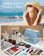 Personalized Gifts, Initial Makeup Bag, Personalized Double Layer Cosmetic Bag with Makeup Brush Organizer, Large Capacity PU Leather Travel Toiletry Bag Bride Gifts, Bridal Party Gifts