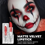 Halloween Red Lipstick Matte Body Painting Stick for Women Waterproof Long Lasting Lip Stick Gothic Zombie Vampire Cosplay Cruelty Free Lipstick, DU-Red