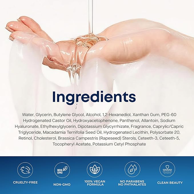 Clear Beauty Sheet Mask with Hyaluronic Acid & Retinol – Hydrating & Anti-Aging Formula For Dry, Dull, Wrinkled Skin – Dermatologist Tested, Korean Skin Care – Vegan Clean Beauty – 5 Sheets