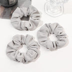 Hair Scrunchies for Women - Hair Ties No Damage Both for Thick Hair or Thin Hair Curl Hair No Crease Gray Scrunchies Ponytail Holder No Hurt Your Hair