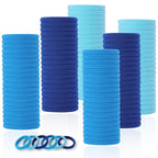 LuSeren 120 Pcs Blue Hair Ties for Women, No Damage Soft Seamless Nylon Hair Elastics for Thick Hair, Ponytail Holders, 3 Gradient Blue Hair Accessories
