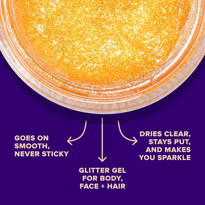 UNICORN SNOT Holographic Face Glitter & Body Glitter Gel | Holiday Glitter Makeup: Stocking Stuffers & Christmas Gift | Hair Glitter, Vegan & Cruelty-Free, 1.7 oz Orange Glitter (Fire)
